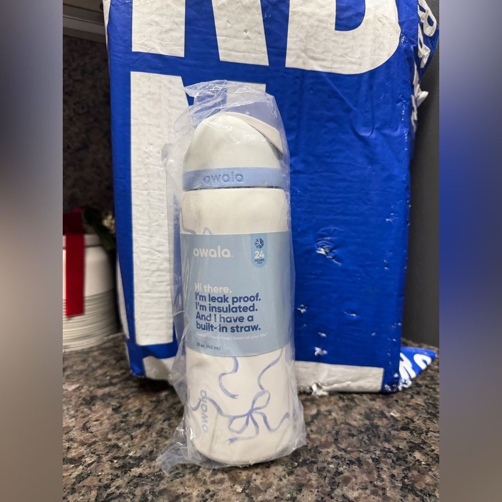 New Owala Blue Bow Water Bottle/ Tied and True